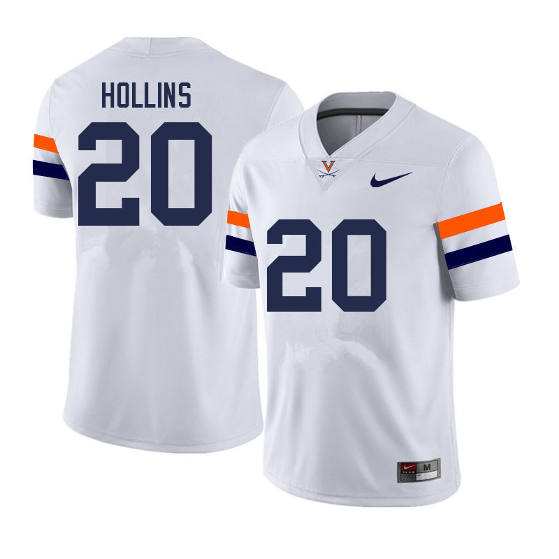 Men #20 Mike Hollins Virginia Cavaliers College Football Jerseys Sale-White